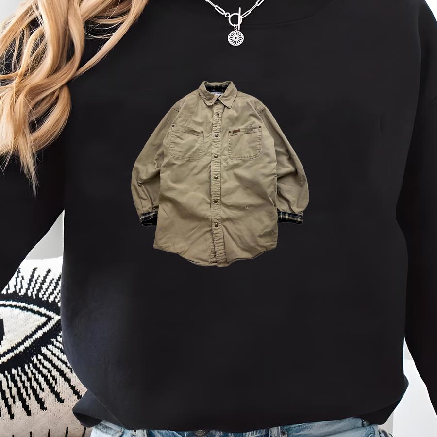 Vintage Carhartt Plaid-lined Canvas Button-up Beige Shirt Jacket Sweatshirt