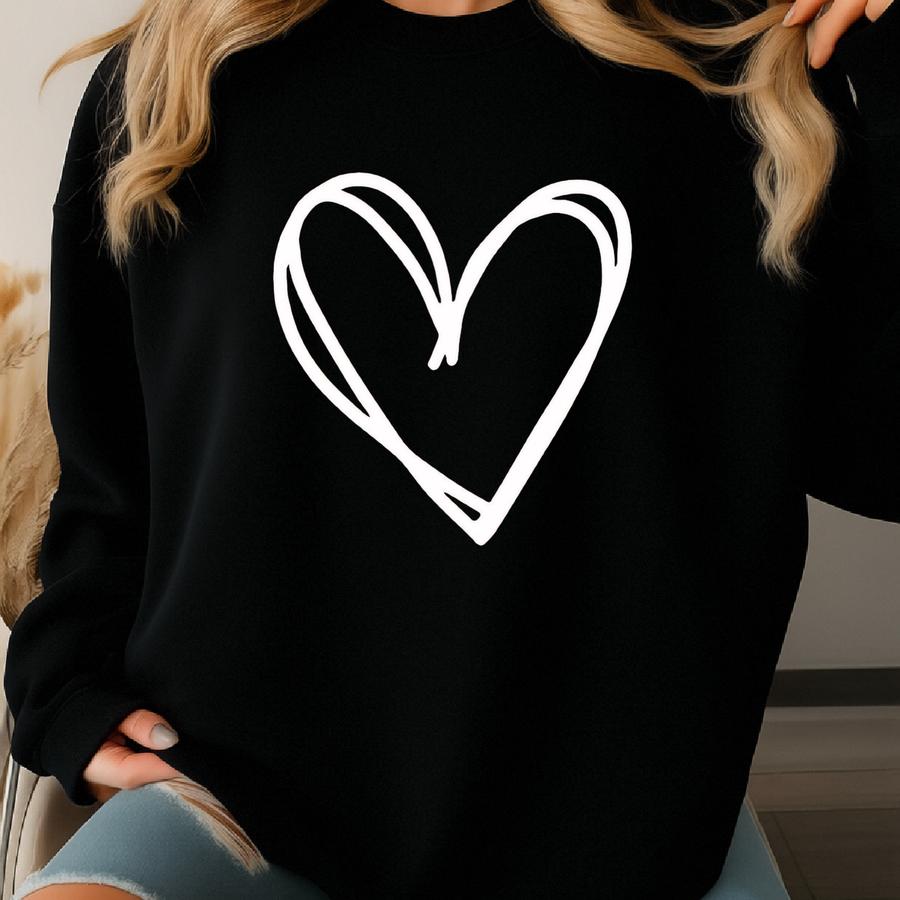 Valentines Heart Sweatshirt: Women's Love Day Sweater Sweatshirt