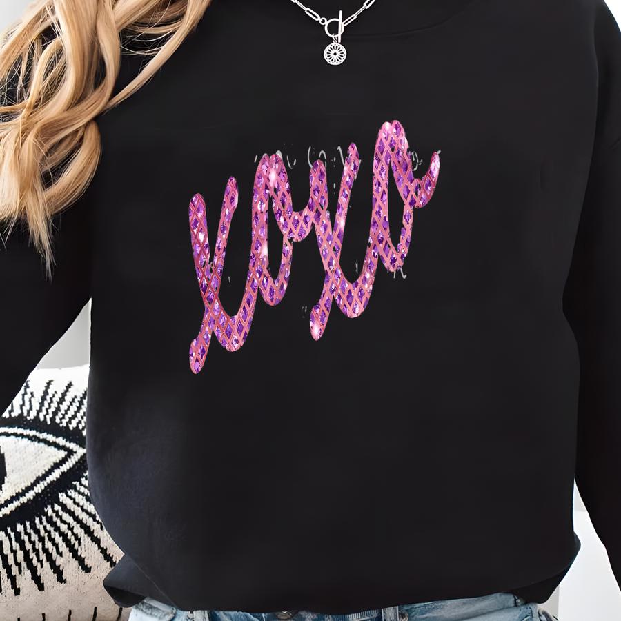 Xoxo Pink Diamond Bling Png, Bling Valentine Digital Design Download, Hugs And Kisses Png Sweatshirt
