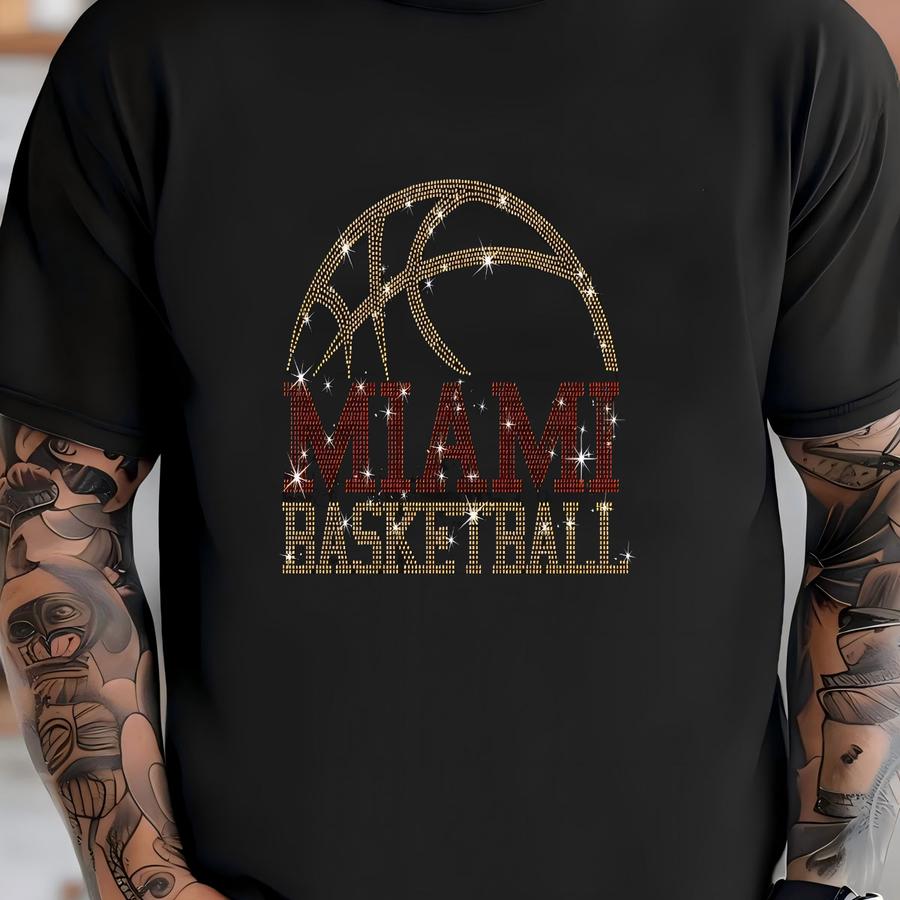 Miami Basketball Rhinestone Shirt: Game Day Fan Apparel T-shirt