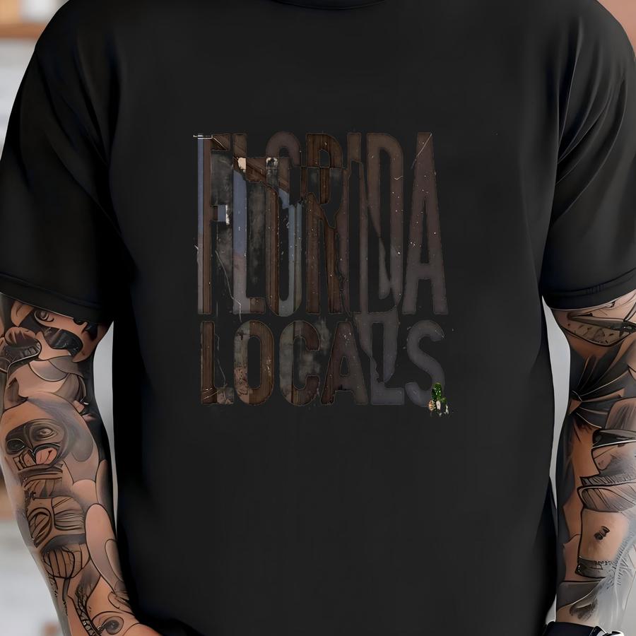 Florida Locals Vintage Ink Press Typography Art Print | Large Southern Wall Art, Florida Home Art, High Quality Florida Print, Florida House T-shirt