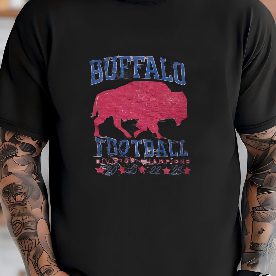 Buffalo Football Division Champions Crewneck Hoodie, Vintage Style Buffalo East Division 4 Times Champs Tee, Unisex Retro Football Fan Gift T-shirt