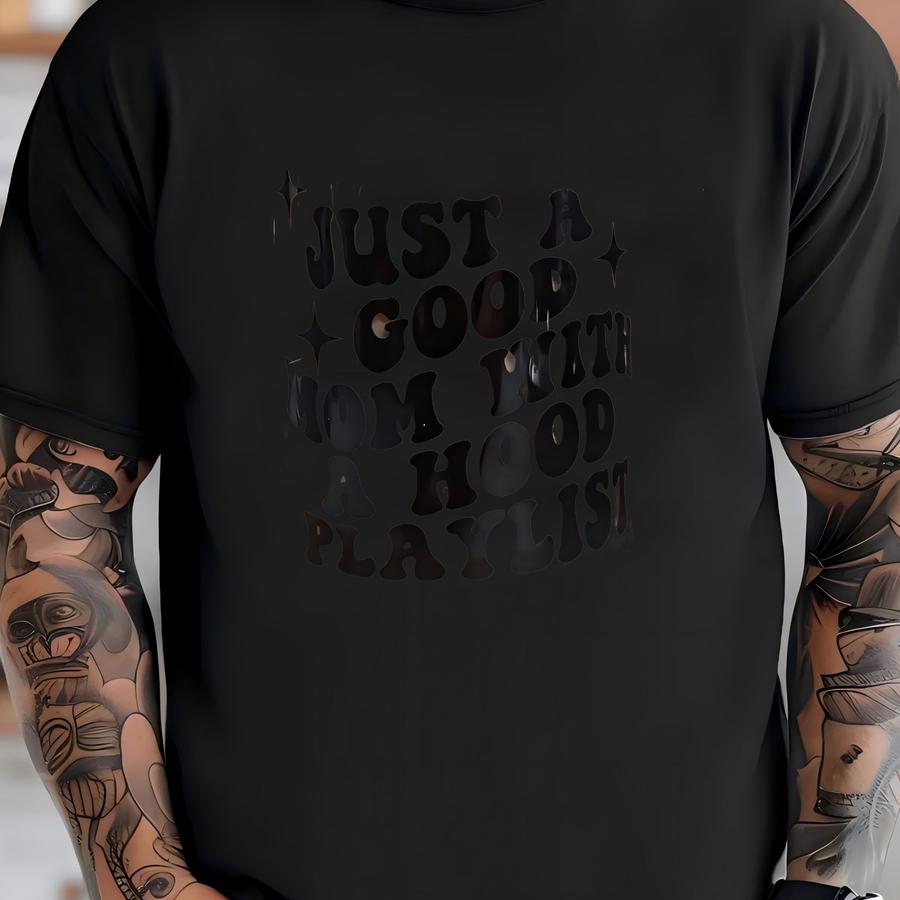 Just A Good Mom With A Hood Playlist Iced Coffee Cup, Glass Can Cup, Customized Mom Tumbler, New Mom Gift, Gift Idea, Water Glass T-shirt