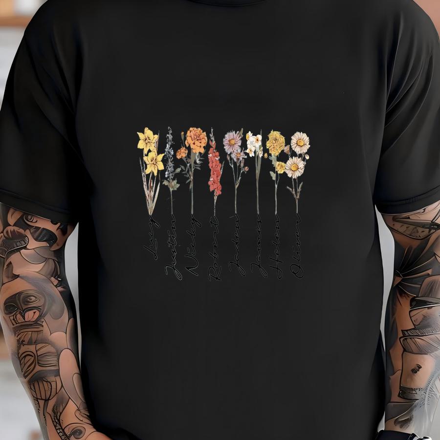 Grandma Shirt With Custom Birth Flowers And Names, Custom Birth Flower Tee, Personalized Birthday Shirt, Mothers Day Shirt, Mama' Garden Tee T-shirt
