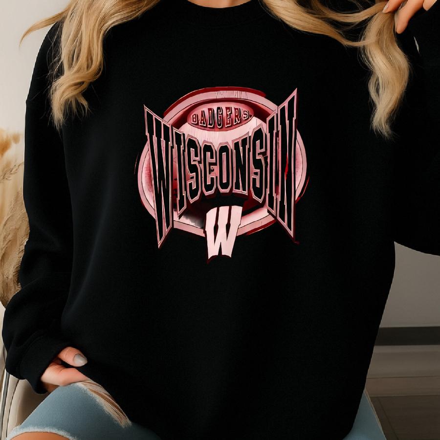 Vintage Badgers Sweatshirt Sweater Medium Pullover Jumper Long Sve Red Colour Shirt Vtg 90s University Pro Player Sweatshirt