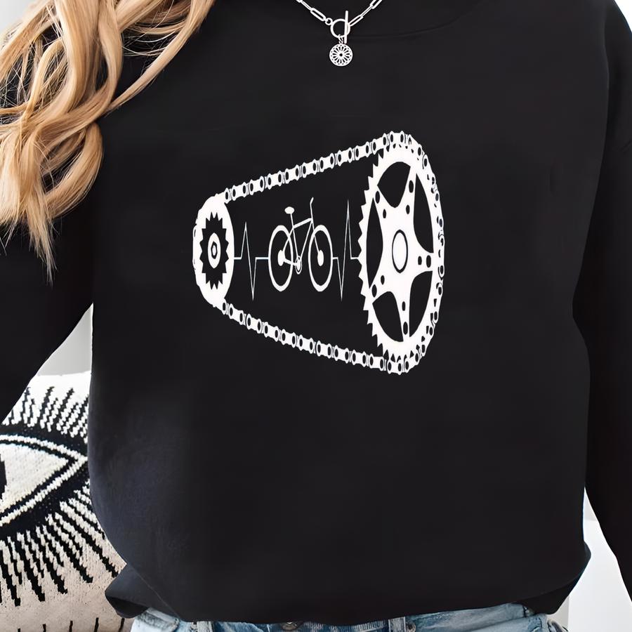 Cycling Heartbeat T-shirt: Bike Lover Gift Sweatshirt