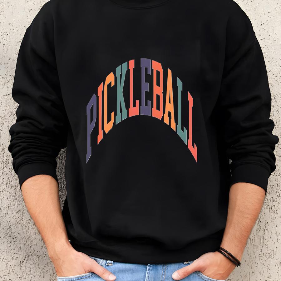 Cute Pickle Baller Gift, Varsity Style Pickleball Sweatshirt, Gift For Pickleballer, Pickleball Shirt, Pickleball Gifts For Women Sweatshirt