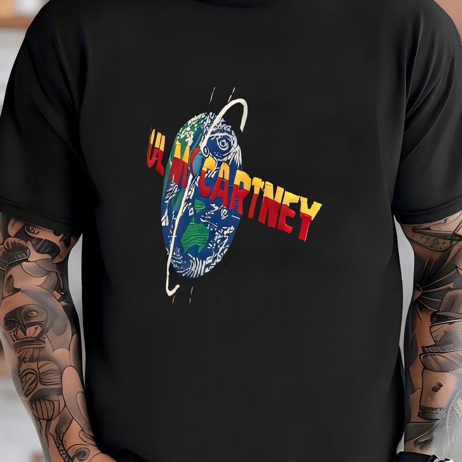 Vintage 1990s Paul Mccartney New World Tour Black Trucker Hat Cap Concert Tour Band T-shirt