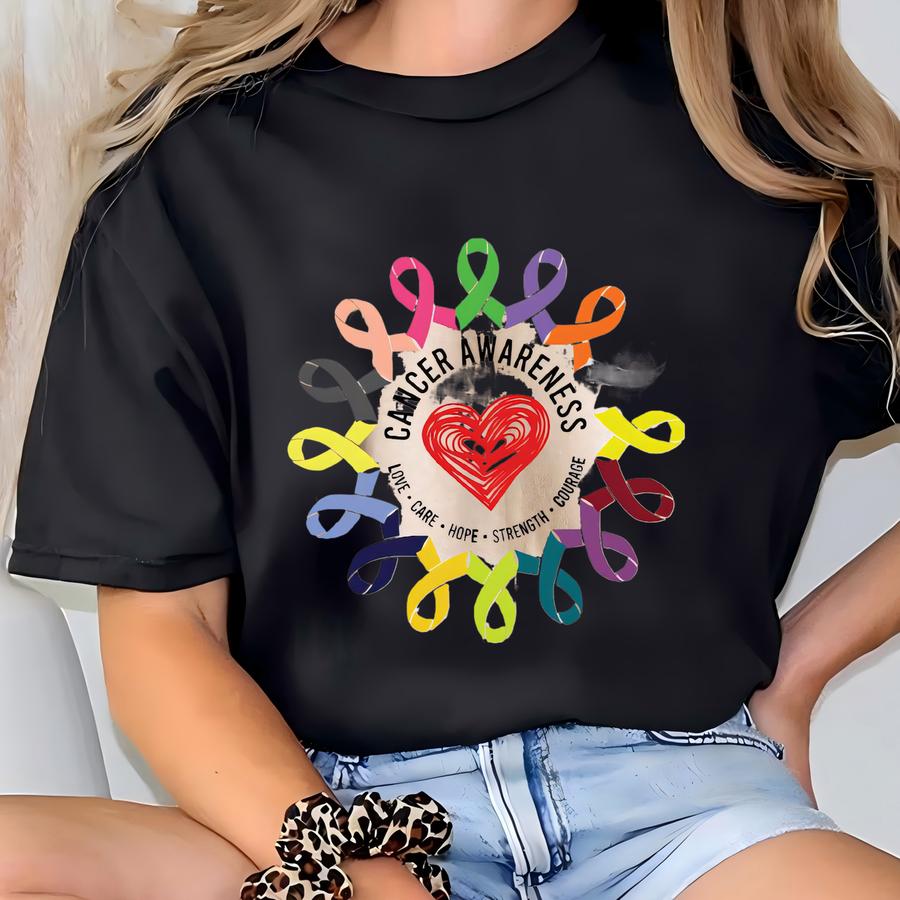 Cancer Awareness Sweatshirt,all Cancer Ribbon Sweatshirt,fight Cancer In All Colors,cancer Support Gift,cancer Warrior,cancer Survivor Gift T-shirt