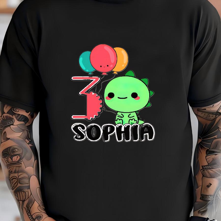 Dino Birthday Shirt, Girls Personalized Birthday Shirt, Cute Dinosaur Tshirt, Dino Birthday Gift Tee, Third Birthday Shirt, Custom Dino Tee T-shirt