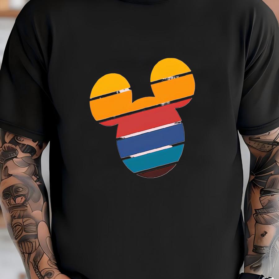 Retro Sunset Shirt, Colorful Hoodie, Magic Kingdom, Matching Family Travel Gift, Land World, Mouse Shirts T-shirt