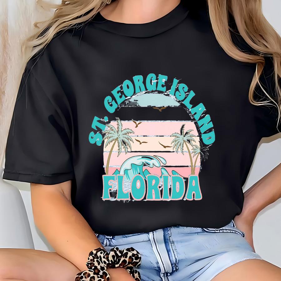 St. George Island Florida Retro Unisex Jersey Short Sve Tee T-shirt