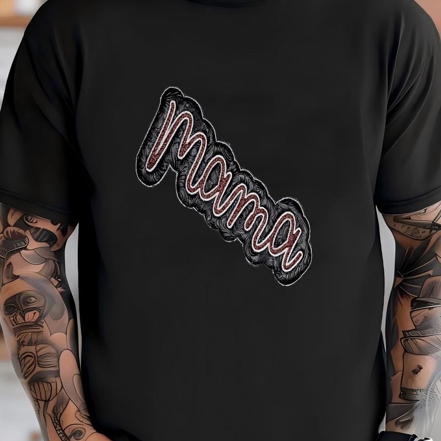 Mama Double Applique Tooled Leather/red Glitter Sweatshirt, Western, Tooled Leather, Mama Shirt, Western Shirt, Leather, Women's Gift T-shirt