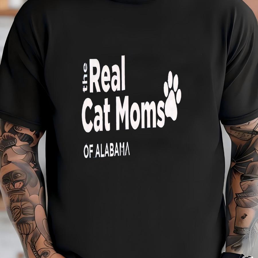 The Real Cat Moms Of Hoodie, Funny Cat Lover Tee, Pet Owner Graphic Shirt, Casual Women's Tee, Gift For Cat Moms, Unique Design T-shirt