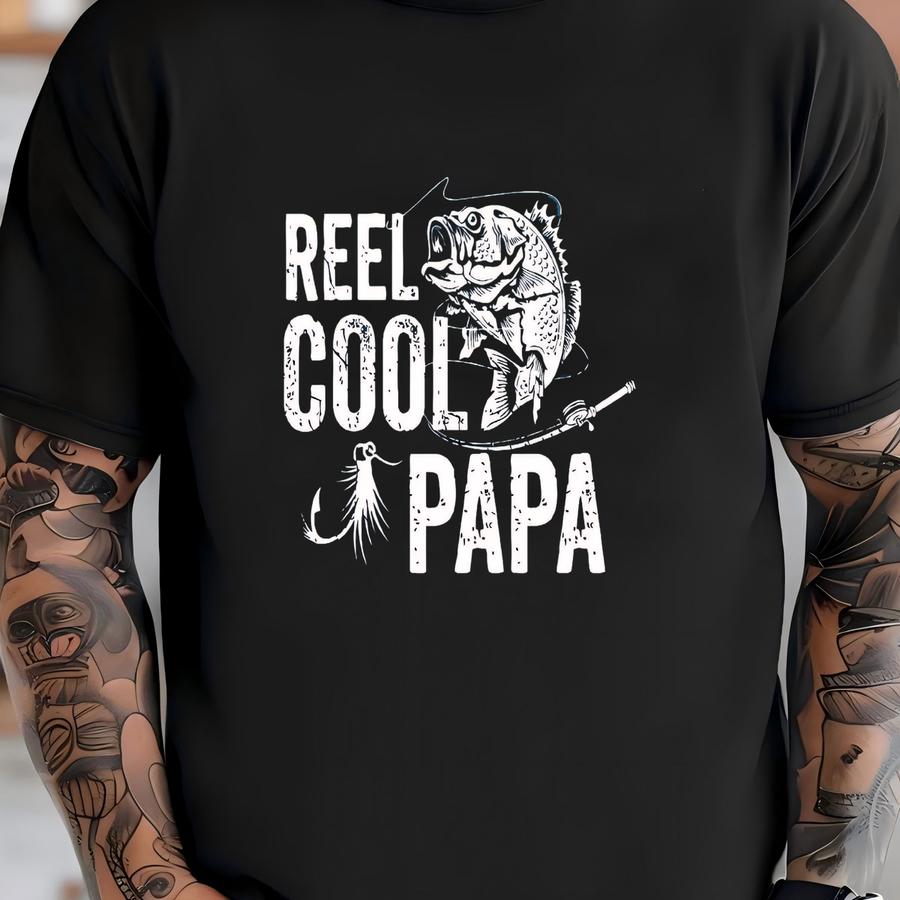 Reel Cool Papa Shirt, Grandpa Fishing Hoodie, Fisherman Cool Shirt, Fishing Pole Papa Tshirt, Cool Papa Gift Tee, Father's Day Shirt T-shirt