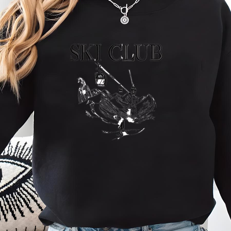 Ski Club Machine Y Design, Vintage Resort Y Pattern, Après Ski Logo Y File, Mountain Travel Design Sweatshirt