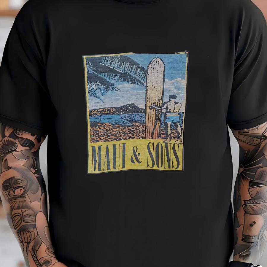 Vintage Maui And Sons 1990s Surf T Shirt Size Medium / 90s Hawaii Surfing Surf Beach Skateboard Surfboarding T Shirt T-shirt