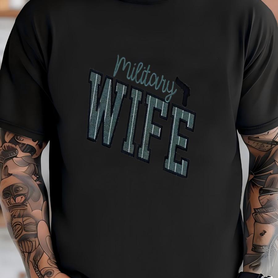 Military Wife Applique Tee, Military Wife, Usa, Wife, Wifey, Wifey Shirt, Military Wifey, Armed Forces, Marine Wife, Wife T-shirt
