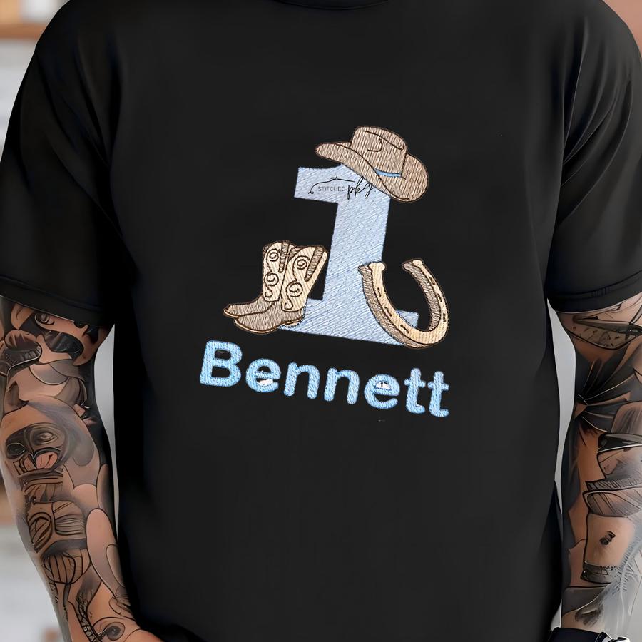First Rodeo Birthday Shirt- Western Themed Shirt - Personalized Name - Cowboy Birthday Theme - Birthday Party Outfit T-shirt