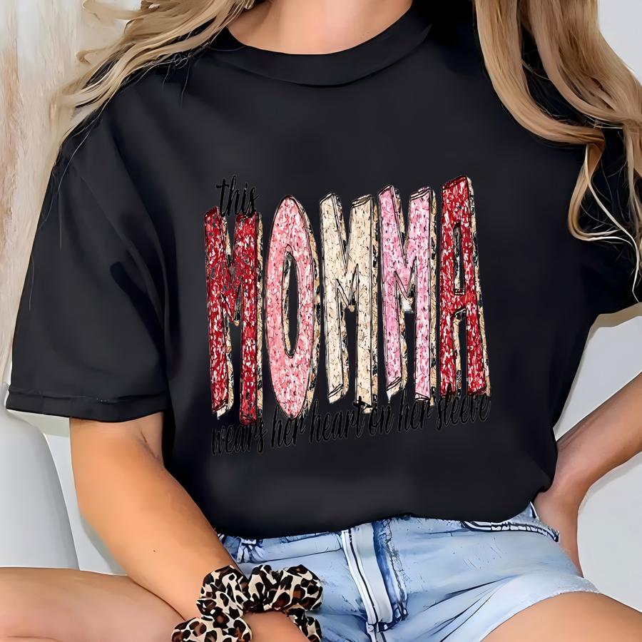 This Momma/mommy/grandma Heart On Sve Crewneck T-shirt