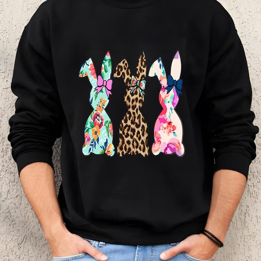 Floral Easter Bunny Sweatshirt, Cute Easter Bunny Sweatshirt ,happy Easter Shirt, Womens Easter Gift, Easter Sweatshirt, Teacher Easter Gift Sweatshirt