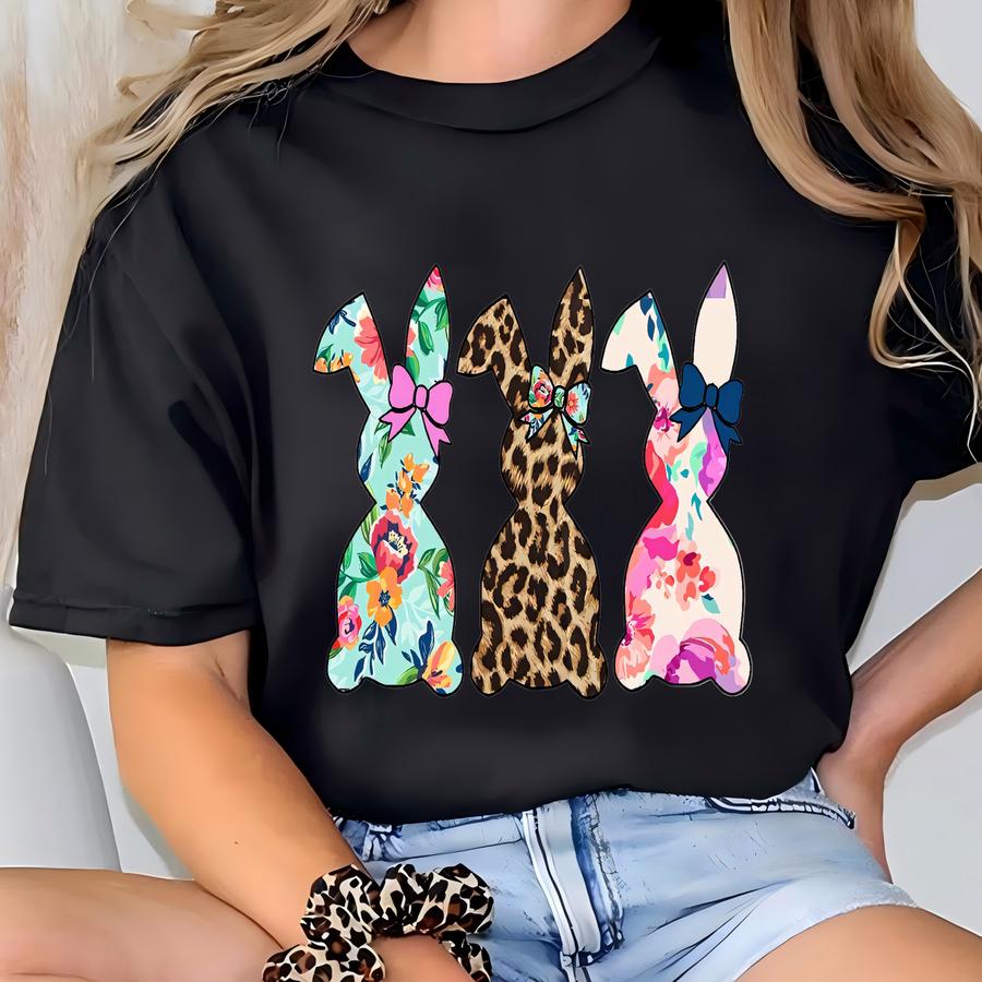 Floral Easter Bunny Sweatshirt, Cute Easter Bunny Sweatshirt ,happy Easter Shirt, Womens Easter Gift, Easter Sweatshirt, Teacher Easter Gift T-shirt