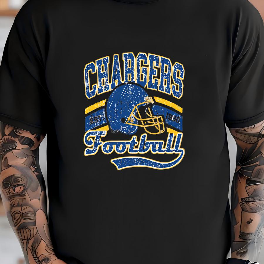 Chargers Football, Vintage Shirt, Bright Colors Retro Style, Oversized Fit, Unisex, Game Day, Sports Fan, La/ca, Los Angeles T-shirt