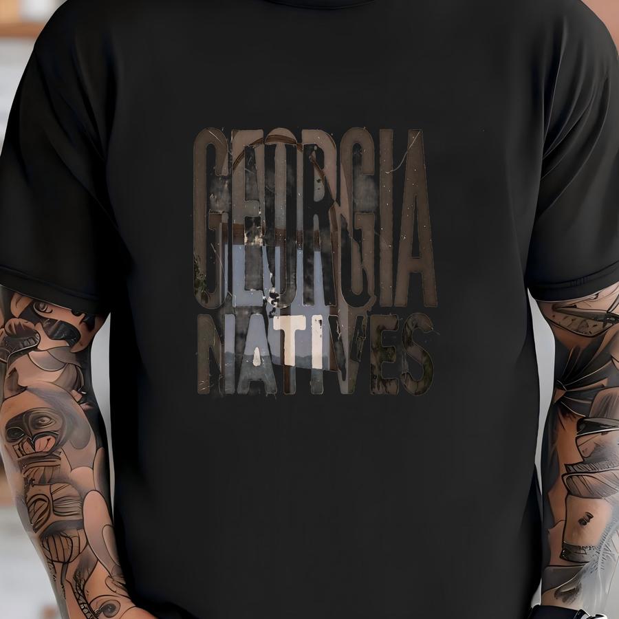 Georgia Natives Vintage Ink Press Typography Art Print | Large Southern Wall Art, Georgia Home Art, High Quality Western Home Decor Print T-shirt