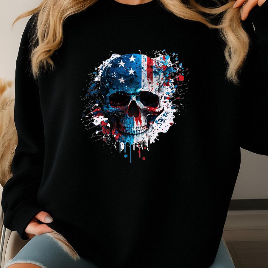 America Flag Skull T-shirt-flag Skull Sweatshirt