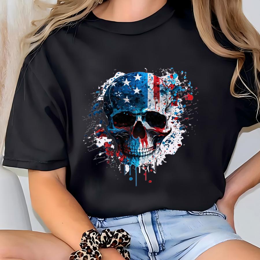 America Flag Skull Hoodie-flag Skull T-shirt