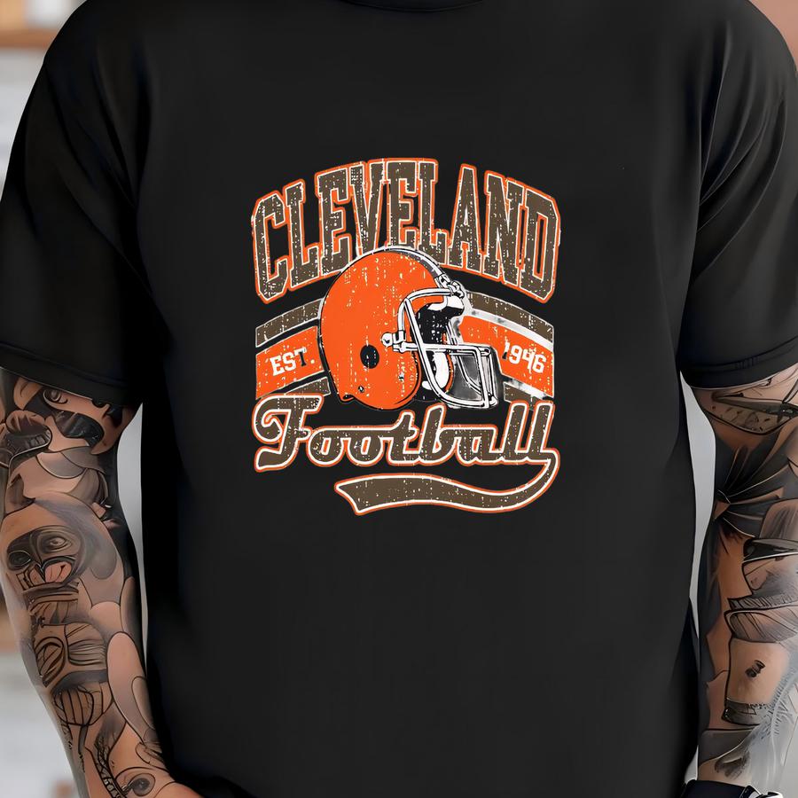 Cleveland Football, Vintage Shirt, Bright Colors Retro Style, Oversized Fit, Unisex, Game Day, Trending Sports Fan Gift, Ohio T-shirt
