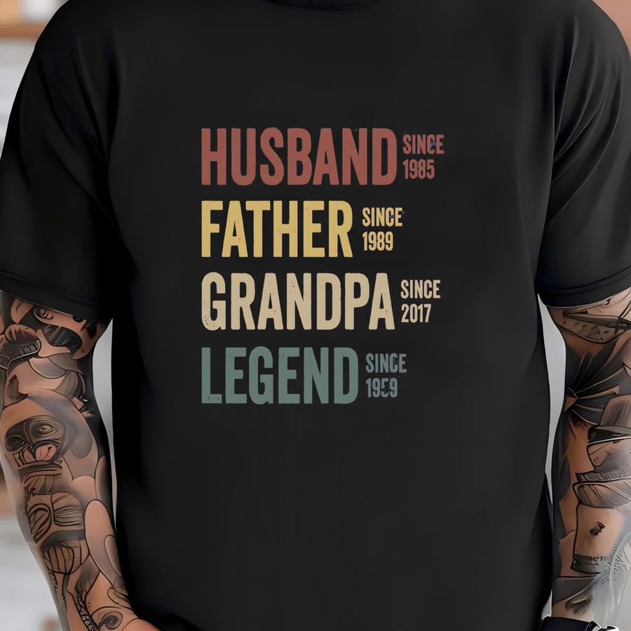 Personalized Grandpa Dad Shirt, Custom Grandfather Since Shirt, Father's Day Shirt, Personalized Papa Shirt, Husband Father Grandpa Legend T-shirt