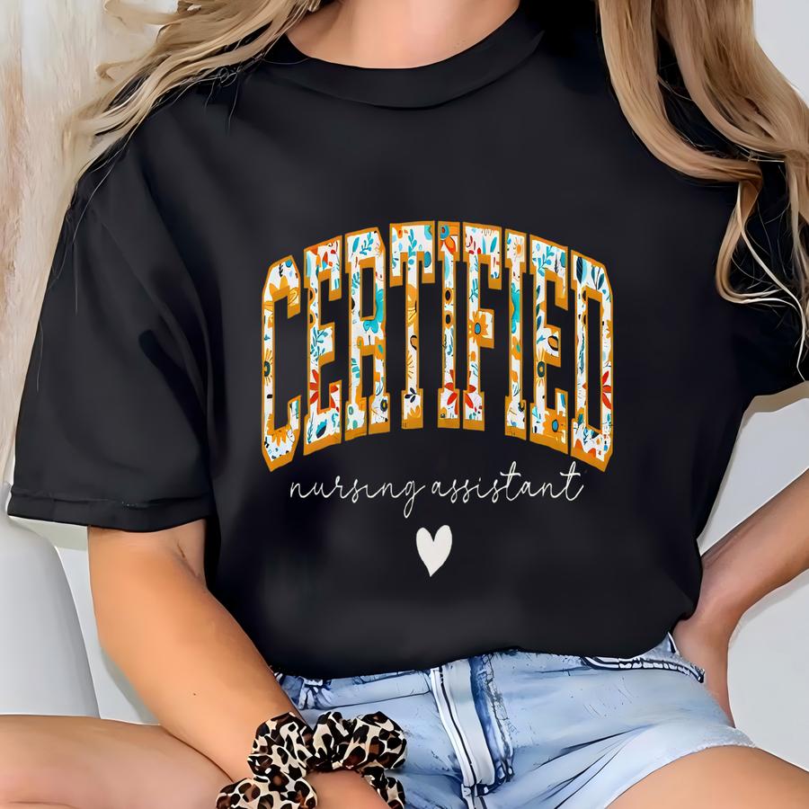 Floral Cna Nurse Sweatshirt, Nurse Assistant Sweatshirts, Nursing Sweaters, Cna Nurse Gift, Cna Graduation Gift, Certified Nurse Sweater T-shirt