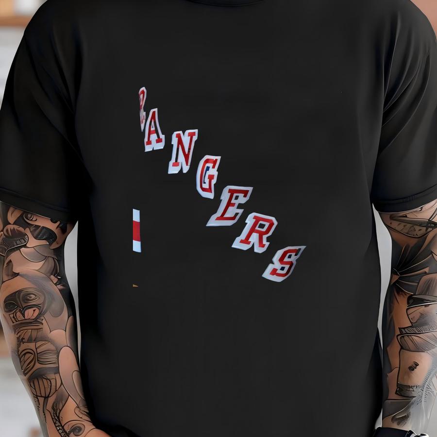 Vintage Blue Bauer Sewn Diagonal Letters New York Rangers Hockey Jersey Xl T-shirt