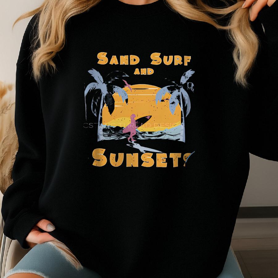 Sand Surf And Sunsets Shirt, Sunset Shirt, ®, Vintage Beach Shirt, Chasing Sunsets Shirt, Vacay Mode, Summer T, Beach Lover Sweatshirt
