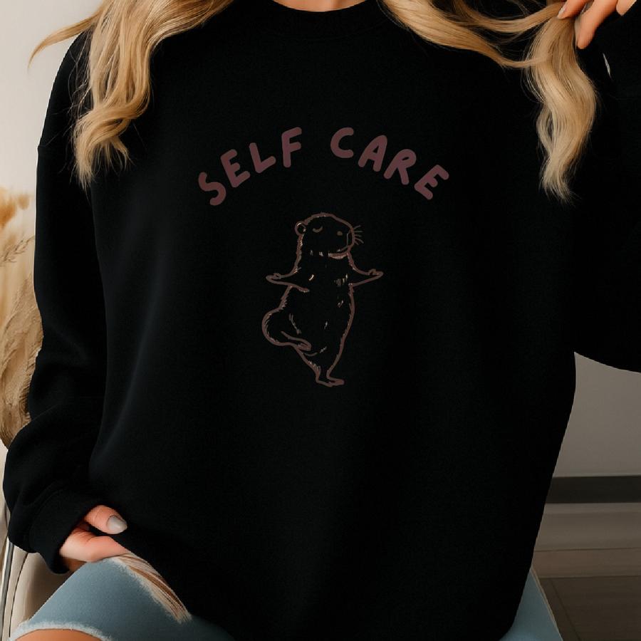 Capybara Shirt Capybara Crewneck Funny Self Care Sweatshirt Self Love Shirt Yoga Shirt Gen Z Shirt Meme Sweatshirt Cute Capybara Gifts Sweatshirt