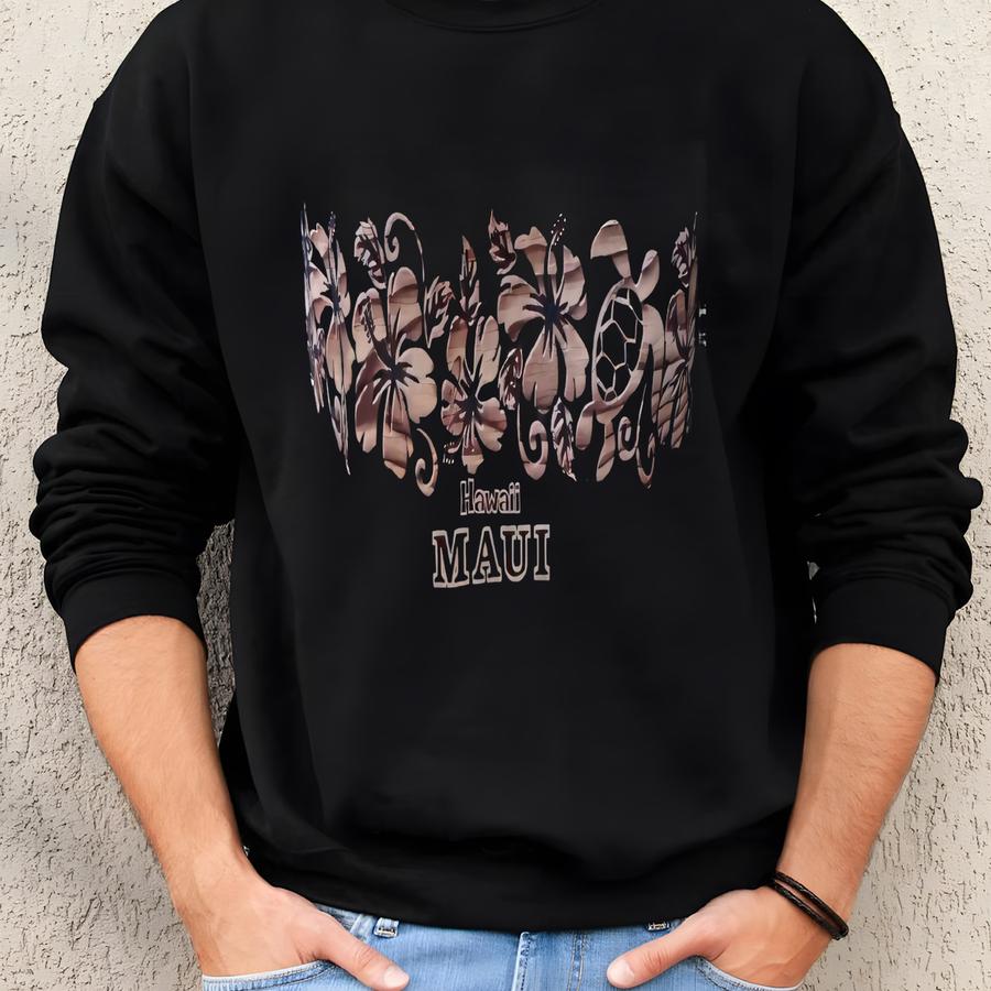 Vintage Gray Best Fruit Of Loom Maui Hawaii Vacation 50-50 T-shirt Adult L Nice Sweatshirt