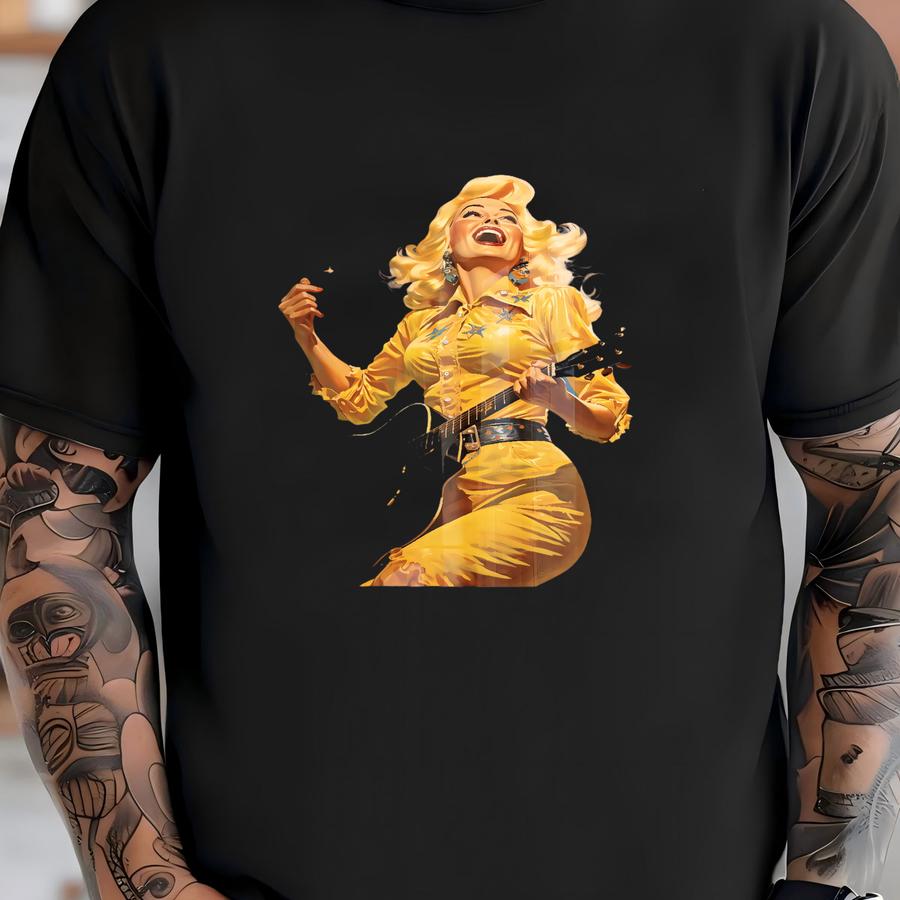 Cosmic Cowgirl Playing Guitar Art Print | Retro Space Cowgirl Wall Art, Vintage Cowgirl Art, Surreal Western Art Print, Southwest Desert Art T-shirt