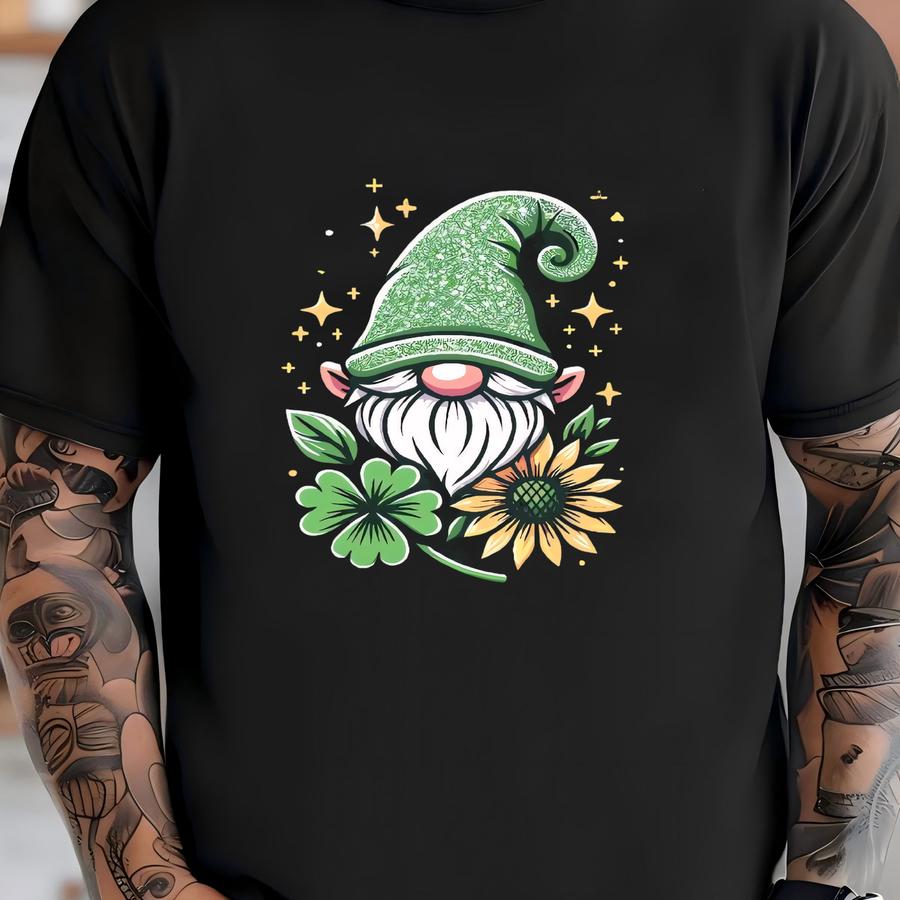 St Patrick's Day Tee: Gnome Leprechaun Suower Design T-shirt