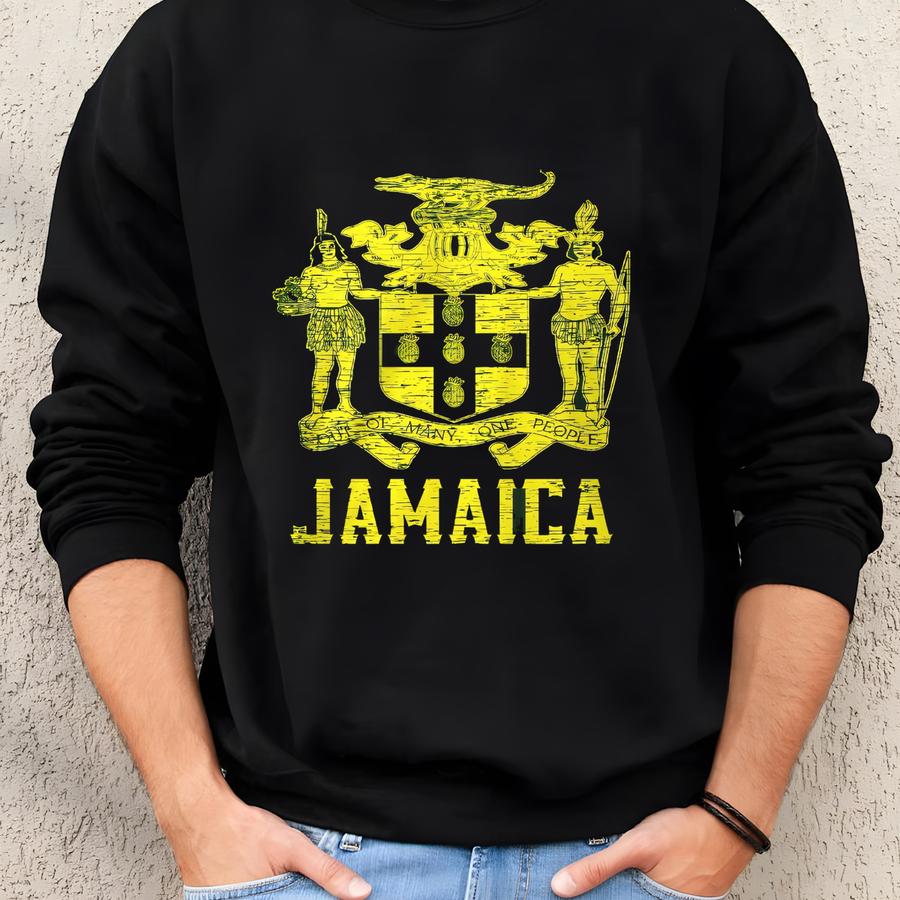 Jamaica, Coat Of Arms, Out Of Many, One People, Pride Men's T-shirt, Hood_00248 Sweatshirt