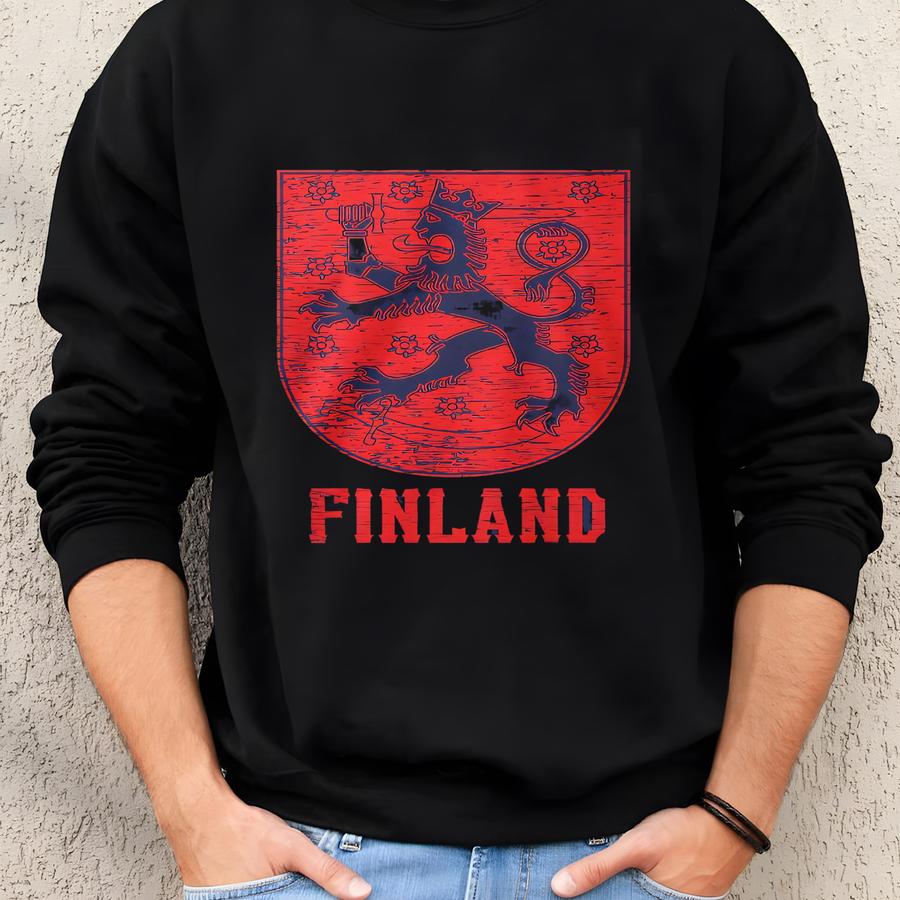Finland, Coat Of Arms, Crowned Lion, Grand Duke Of Finland Men's T-shirt, Hood_00230 Sweatshirt