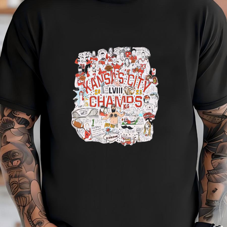 Kansas City Champs Doodle Long Sve Hoodie - Kansas City, Football, Fans, World Champions, Champs, Mahomes, Kelce, Father's Day T-shirt