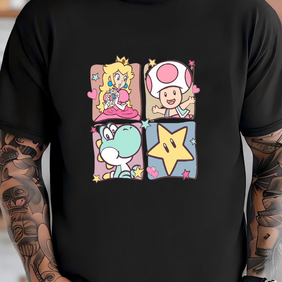 Mario Princess Girls Shirt, Princess Peach Mario Shirt, Princess Peach Hoodie, Super Mario Shirt, Mario Group Birthday T-shirt