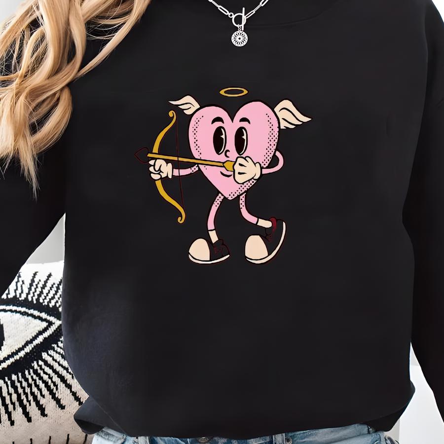 Cupid Valentines Day Unisex Heavy Blend™ Crewneck Sweatshirt, Valentines Gifts, Cute Vday Sweatshirts, Heart Pullover, Heart Sweater Sweatshirt