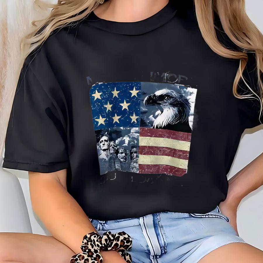 Vintage Mount Rushmore North Dakota Crewneck Sweatshirt Print Logo Grey Color Men’s M T-shirt