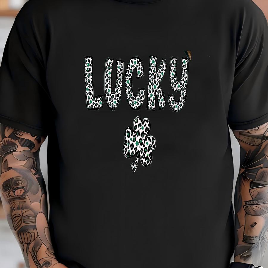 Leopard Print Shamrock Sweatshirt, Lucky Sweatshirt, Clover Sweatshirt, St Patricks Day Sweatshirt, Clover Sweatshirt T-shirt