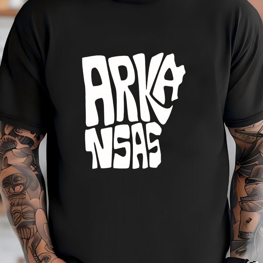 Arkansas Map Hoodie: Lettered State Souvenir Tee T-shirt