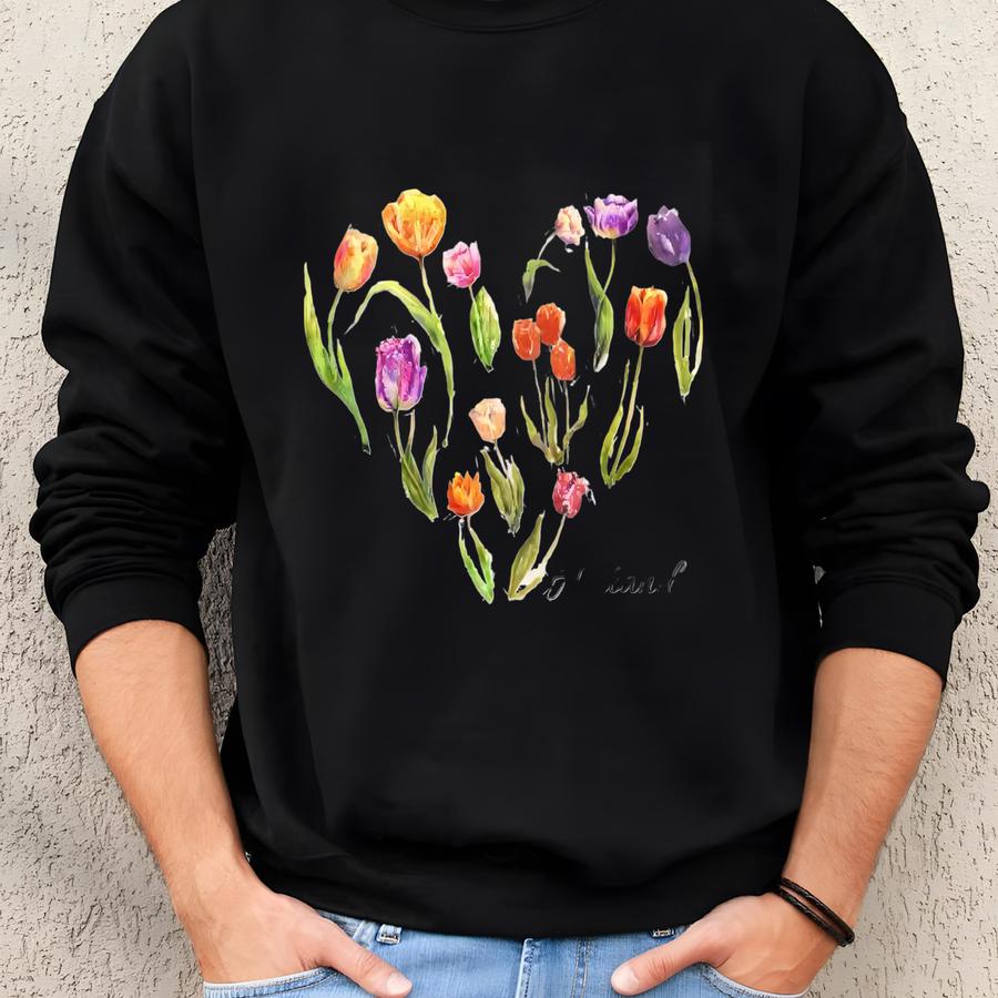 Tulip Sweatshirt Tulip Sweater Holland Sweatshirt Tulip Sweater Tulip Garden Hoodie Netherlands Hoodie With Tulips Dutch Girl Sweater Sweatshirt