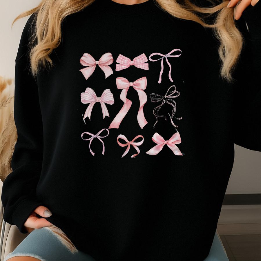 Coquette Clothing, Coquette Bow Shirt, Pink Bow T-shirt, Cherry With A Bow Coquette Shirt, Downtown Girl Tee, Y2k Baby Tee Sweatshirt