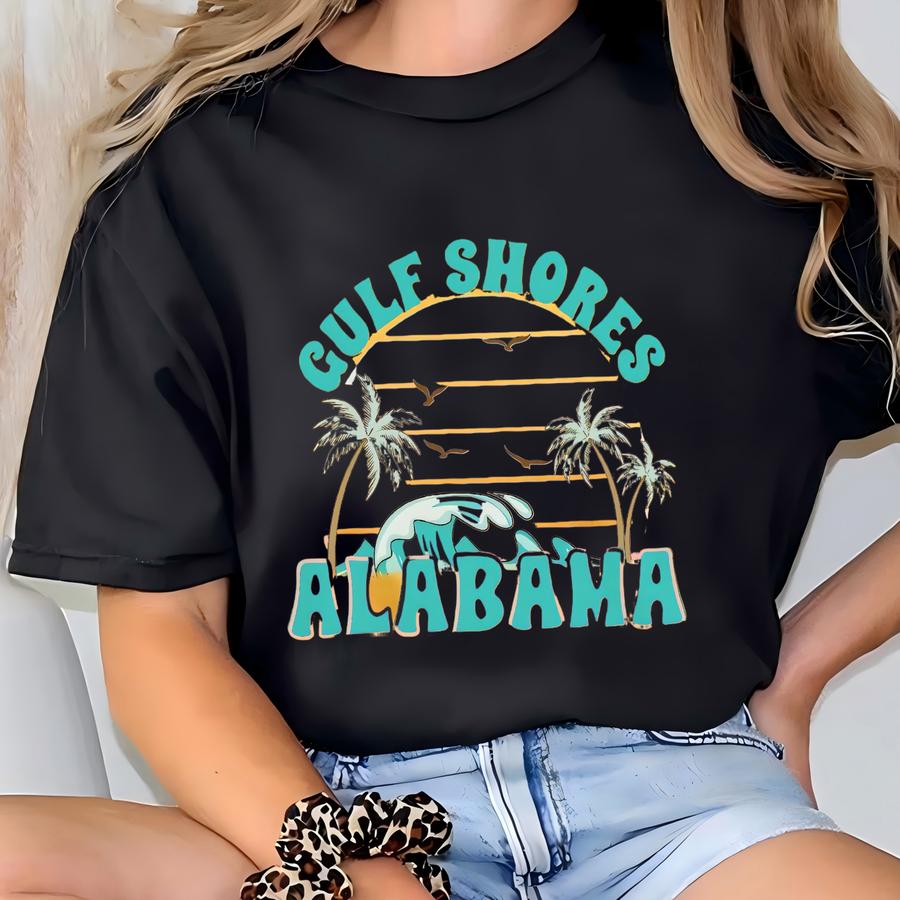 Gulf Shores Retro Unisex Jersey Short Sve Tee T-shirt
